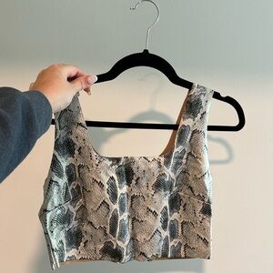 Commando faux leather animal square neck crop top
